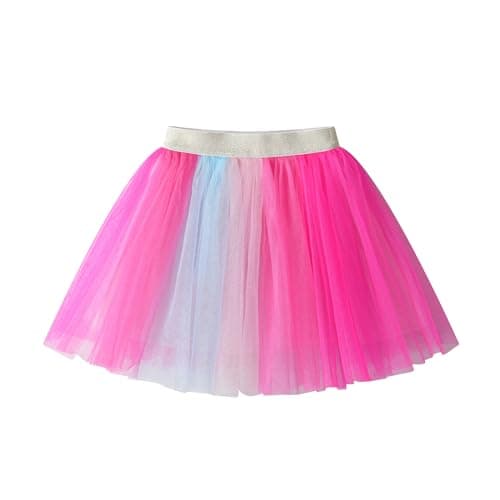 DXTON Girls Tutu Skirt Rainbow Toddler Tulle Ballet Dance Skirt for 2-8 Years SK265,6T