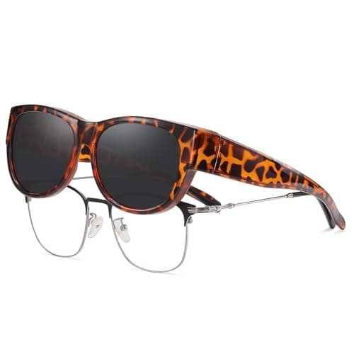 HAOLOTA Fit Over Glasses Sunglasses for Women Polarized, Trendy Cat Eye Sunglasses Wear Over Glasses, UV Protection