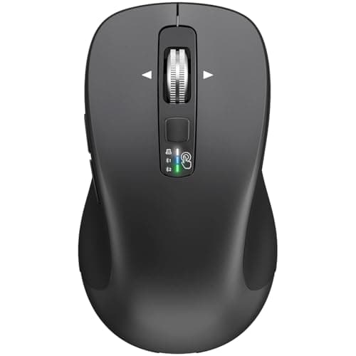 CITLLA Wireless Bluetooth Mouse (USB + BT1 + BT2), Full Size Mouse, 4-Way Scrolling, Multi-Device Silent for Computer, Laptop, iPad, MacBook (Grey)