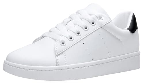 Vepose Women's Casual Fashion Sneakers Memory Foam Cute Tennis Shoes Low Top Lace Up Comfortable Walking Footwear for Everyday Work Travel, White and Black Size 06 (CJY8002 White Black 06)