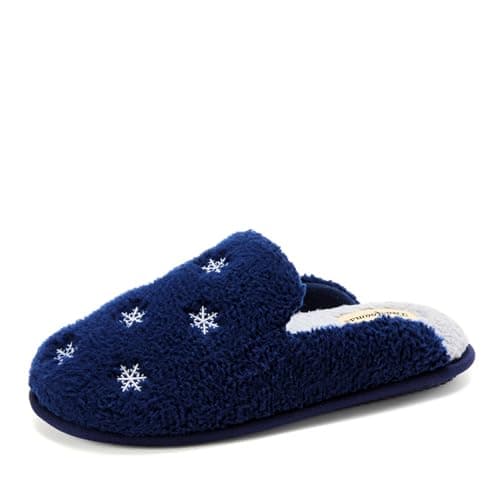 Dearfoams Women's Icon Embroidered Slippers, Snowflake Icon, M