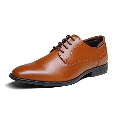 Bruno Marc Men's Dress Shoes, Classic Plain Toe Oxfords, Smooth Easy-to-Clean Upper, Soft Shock-Absorbent Insole, Flexible Rubber Outsole, Office & Wedding, Size 7.5,Brown,SBOX221M