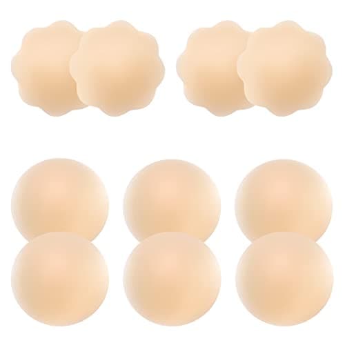 AMFLOWER 5 Pairs Nipple Covers, Silicone Petals/Pasties Reusable Washable Nude