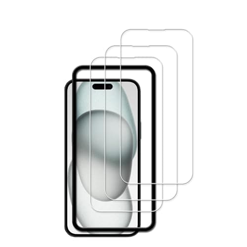 HKKAIS Easy Alignment Frame Designed For iPhone15 Tempered Glass Screen Protector Film 3-Pack