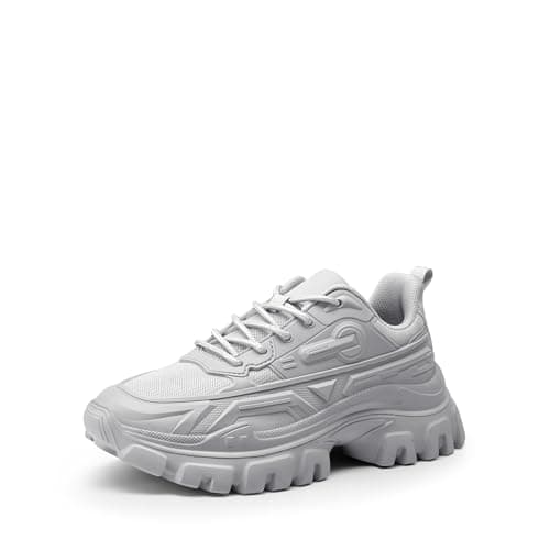DREAM PAIRS Women Chunky Fashion Sneakers Platform Bold Lace-Up Comfortable Sneakers,Size 7.5,Grey,SDFN2368W