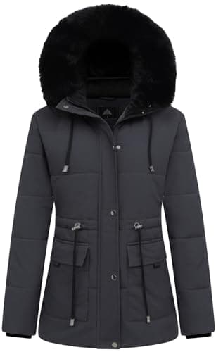 MOERDENG Women's Warm Winter Puffer Coat Thicken Fleece Lined Down Jacket