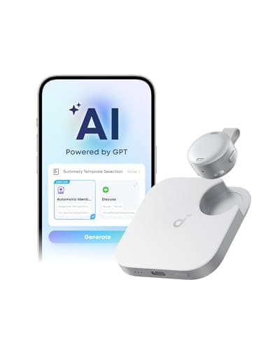 soundcore Work by Anker, Coin-Sized AI Voice Recorder, AI Note Taker for Meetings & Lectures, AI Transcription, AI Gadget, Cross-Meeting Summary, MFi Certified