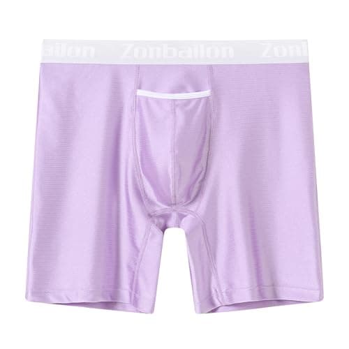 ZONBAILON Mens Underwear Ice Silk Horizontal Fly Boxer Briefs Multipack Purple1-Pack, XL