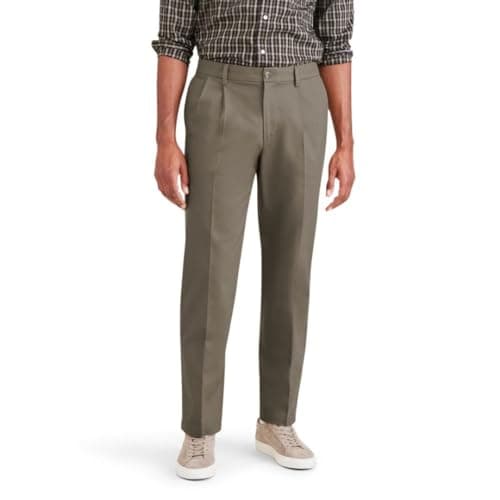 Dockers® Men's Signature Khaki Classic Fit Iron Free with Stain Defender® Pants - Pleated (Regular and Big & Tall), Dark Pebble, 48W x 29L