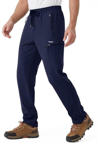 Mens Stretch Hiking Pants Cargo Quick Dry Lightweight Water Resistant Outdoor Camping Fishing Pants Adjustable Bottom Pockets Navy