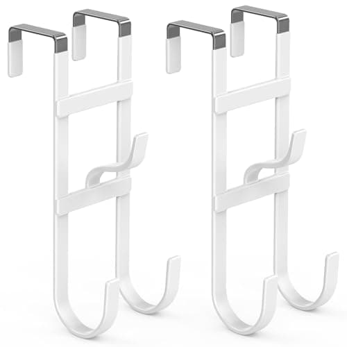 FYY Over the Door Hooks, Triple-Hanger 2 Pack, Fits Doors 1.6" White