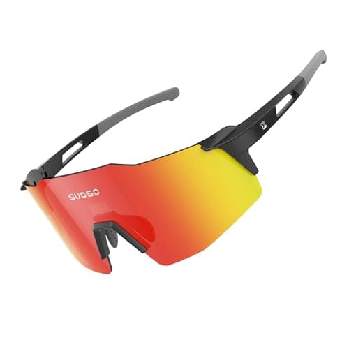 suoso Sports Cycling Sunglasses for Men: Lightweight UV Protection Polarized Sun Glasses for Youth Baseball Softball Running