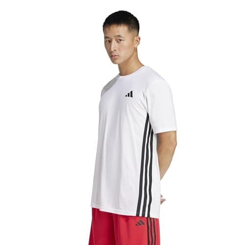 adidas Men's Train Essentials FeelReady 3-Stripes T-Shirt, White, X-Small