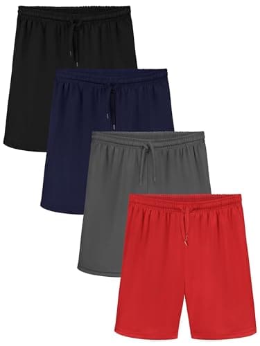 Poroka 4 Packs Toddler Boys Shorts Quick Dry Athletic Basketball Shorts with Drawstring