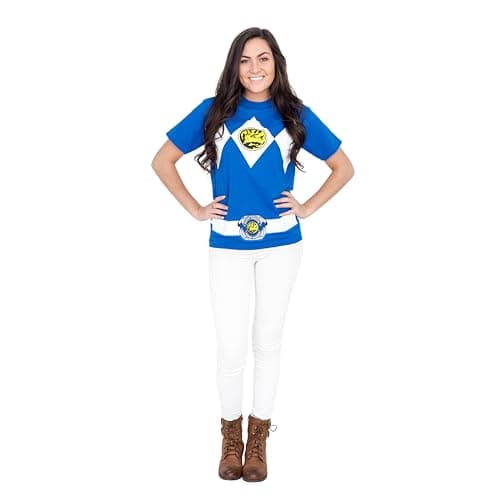 Power Rangers Blue Costume T-Shirt(Blue,Small)