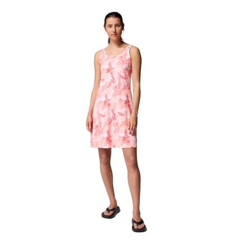 Columbia Womens PFG Freezer III Sun Dress, Tiki Pink Leaf Camo, Large
