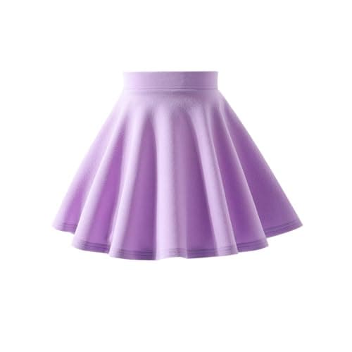 ZFZDRen 3-14Y Girls Skirt Kids Casual Pleated Skirt Girl Mini Flare Plain Stretch Waist Skater Uniform Skirts(Purple,11-12Y)