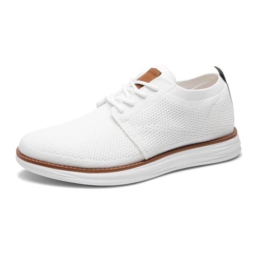 Bruno Marc Men's KnitFlex Breeze Mesh Sneakers Oxfords Lace-Up Lightweight Casual Walking Shoes,Size 10.5,White,GRAND-01