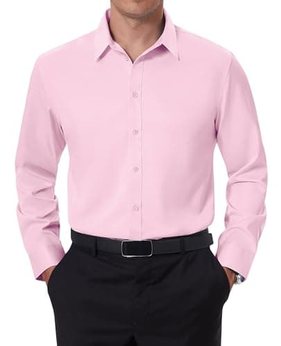 Dress Shirt for Men Stretch Button Down Long Sleeve Shirts Wedding Formal