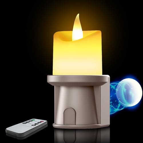 Flameless Candles Night Light with Flickering Flame, Battery Operated LED Night Light, Magnetic Attachment for Easy Placement, Realistic Candlelight for Home, Bathroom, Window Decor (Taupe, 1 Pack)