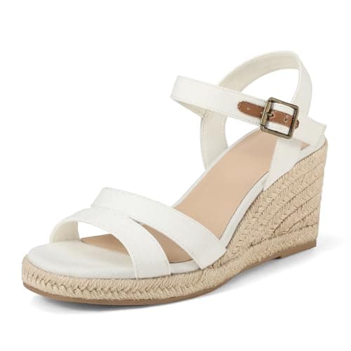 mysoft Women's Espadrilles Open Toe Wedge Sandals Ankle Strap Summer Dressy Shoes