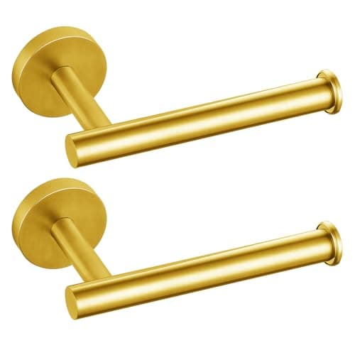 Toilet Paper Holder, Eolax Perforated Roll Holder, Wall Mounted, Set of 2, SUS304 Stainless Steel, Toilet Paper Holder for Bathroom, Kitchen, Restroom (Gold)