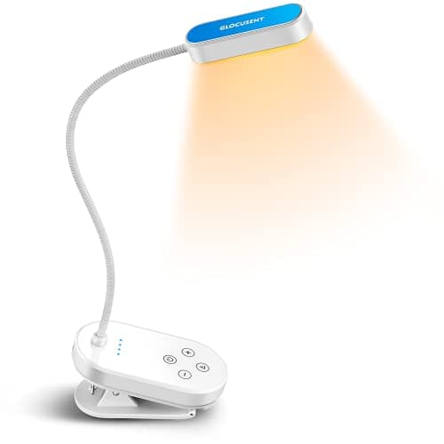 Glocusent 16 LED Mini Book Light for Reading in Bed, Clip On Reading Light, Rechargeable & Long Lasting for 80+Hrs, 3 Colors & 5 Brightness Levels, Perfect Reader Gifts, Book Lovers, Kids