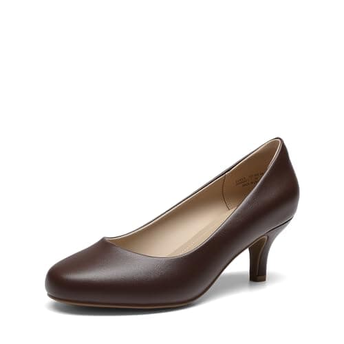 DREAM PAIRS Women's Dress Comfortable Low Heel Pump Shoes,Size 5,Brown,LUVLY