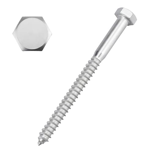 3/8" x 4" Hex Head Lag Screws Bolts for Wood, 304 Stainless Steel 18-8, Heavy Duty Lag Bolts, Hexagon Head Wood Deck Screws 10 PCS
