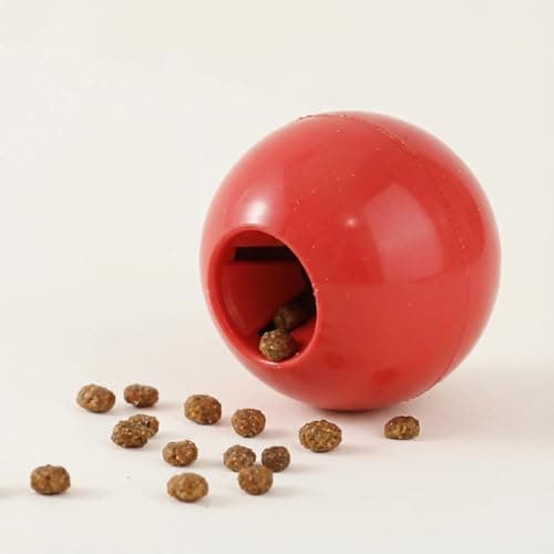 Dog Chew Toy Ball - TPR Material Food Dispensing Ball for Dogs, Interactive Treat Ball Puzzle Toy, Relieves Boredom, Safe & Washable | Durable Dog Toys for Dogs (Red, Large)