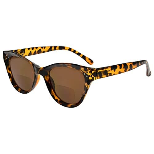 Eyekepper Bifocal Sunglasses for Women Reading under the Sun Stylish Bifocal Readers Tinted Lens Oversize Cat-eye Style - Tortoise/Grey lens +3.00