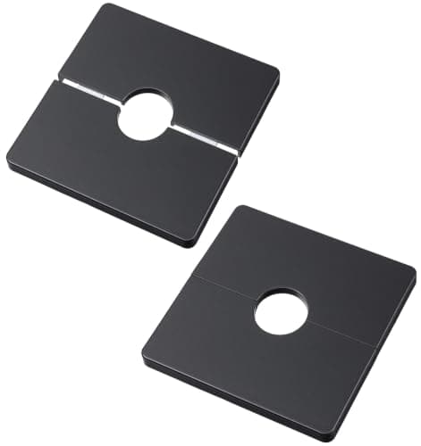 2 Pcs Plumbing Cover Plates, 0.87Inch Black Self-Adhesive Wall Split Flange