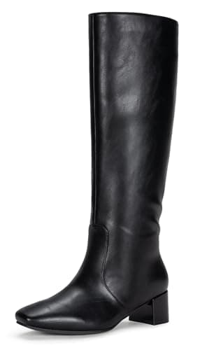 Vepose Women's Black Knee High Boots Square Toe Low Heel, Size 7.5, 9507