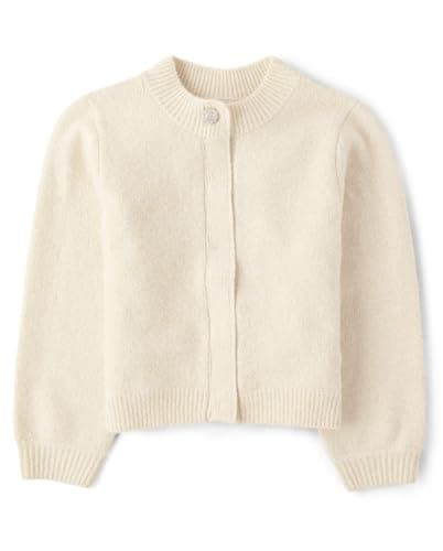 The Children's Place,Girls,Long Sleeve Knit Button Front Cardigan,White Daisy Jewel,XX-Large