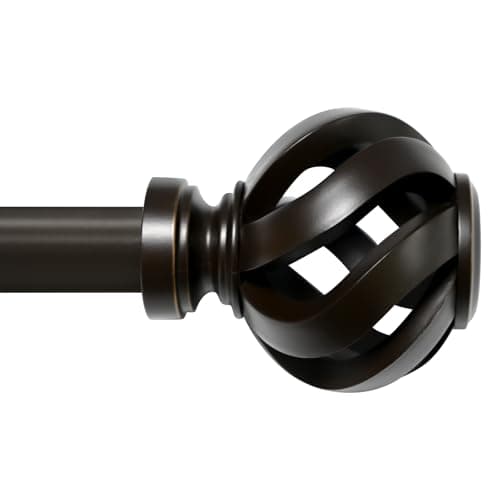 Ycolnaefllr Bronze Twisted Cage Curtain Rod, Heavy Duty Adjustable 48-84"