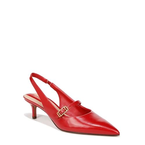 Franco Sarto Womens Khloe Pointed Toe Slingback Kitten Heel Cherry Red Leather 7 M