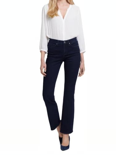 NYDJ Misses Womens Barbara Boot-Cut Jeans, Dark Enzyme, 10