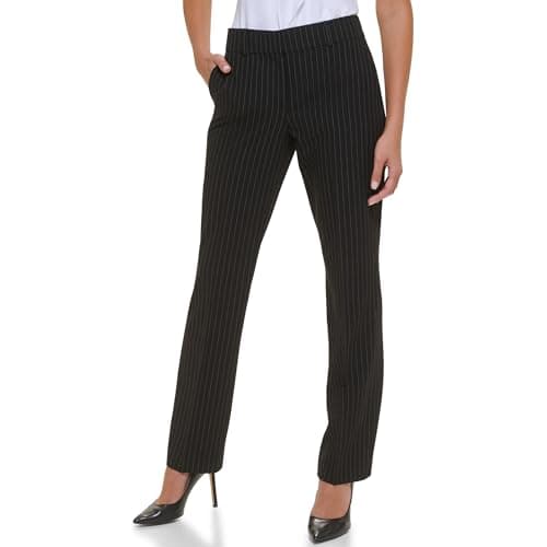 Tommy Hilfiger Pinstripe Sutton Bootcut Pants Black/Ivory 6
