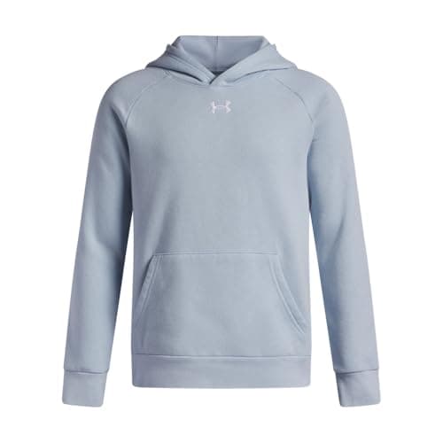 Under Armour Boys' Rival Fleece Hoodie, (453) Blue Calm / / White, X-Small