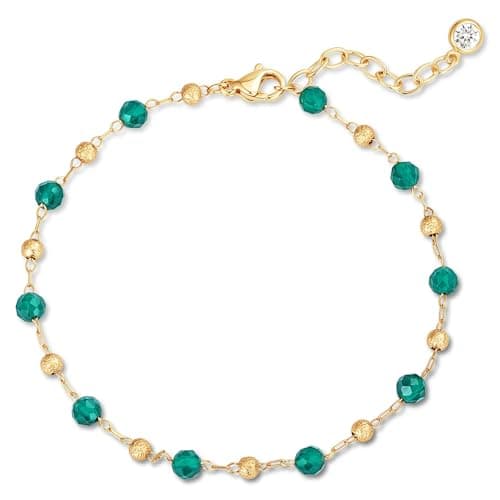 MEVECCO Green Stone Bead Station Bracelet for Women