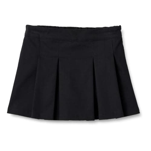 Amazon Essentials Girls' Uniform Pleated Skort with Built-in Shorts, Black, 12