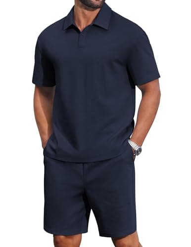 COOFANDY Men's Summer Outfits Short Sleeve Tracksuit T Shirt & Shorts Sets 2 Pockets Oversize Two Piece for Casual Daily