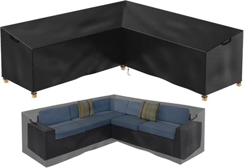 Patio Sectional Sofa Cover, Waterproof Outdoor Couch Cover, Lawn Patio Furniture ,Rip Stop,Anti UV,Oxford V Shaped Sectional ,Corner Sofa Protector Covers (100x100x31x33.5 in)