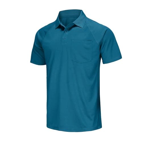 Corna Men's Golf Polo Shirts Short Sleeve Big & Tall Quick Dry Fit Tennis Running Athletic Gym Workout Moisture Wicking(Blue,M)