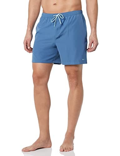 HUK mens Volley 5.5" Short | Elastic Waist Quick-Dry Swim Shorts, Titanium Blue, Medium
