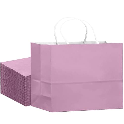 qiqee 24PCS Large Gift Bag with Handles Bulk 13"x4.5"x10" Gift Bags Pink Purple Bags Multiple Uses (32x11x25cm,Wide Large)