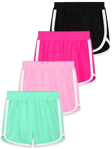 Resinta 4 Packs Toddler Girls Soccer Shorts Toddler Athletic Performance Shorts Dolphin Gym Shorts