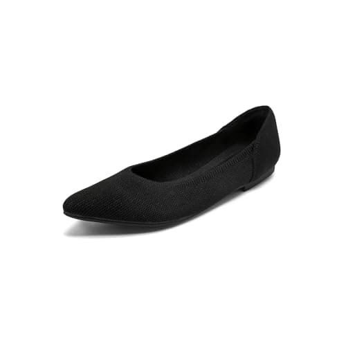 Touchmosees Women's Pointed-Toe Ballet Flats Classic Slip-On Breathable Dress Flats 088 Black 40