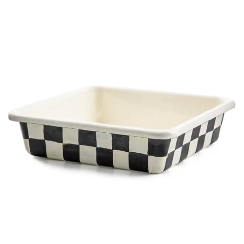 MACKENZIE-CHILDS Enamel Baking Pan, 9" x 13", Black-and-White Courtly Check