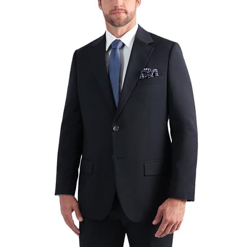 Haggar Men's Wool Windowpane Stretch Tailored Fit Suit Separates Jacket Navy